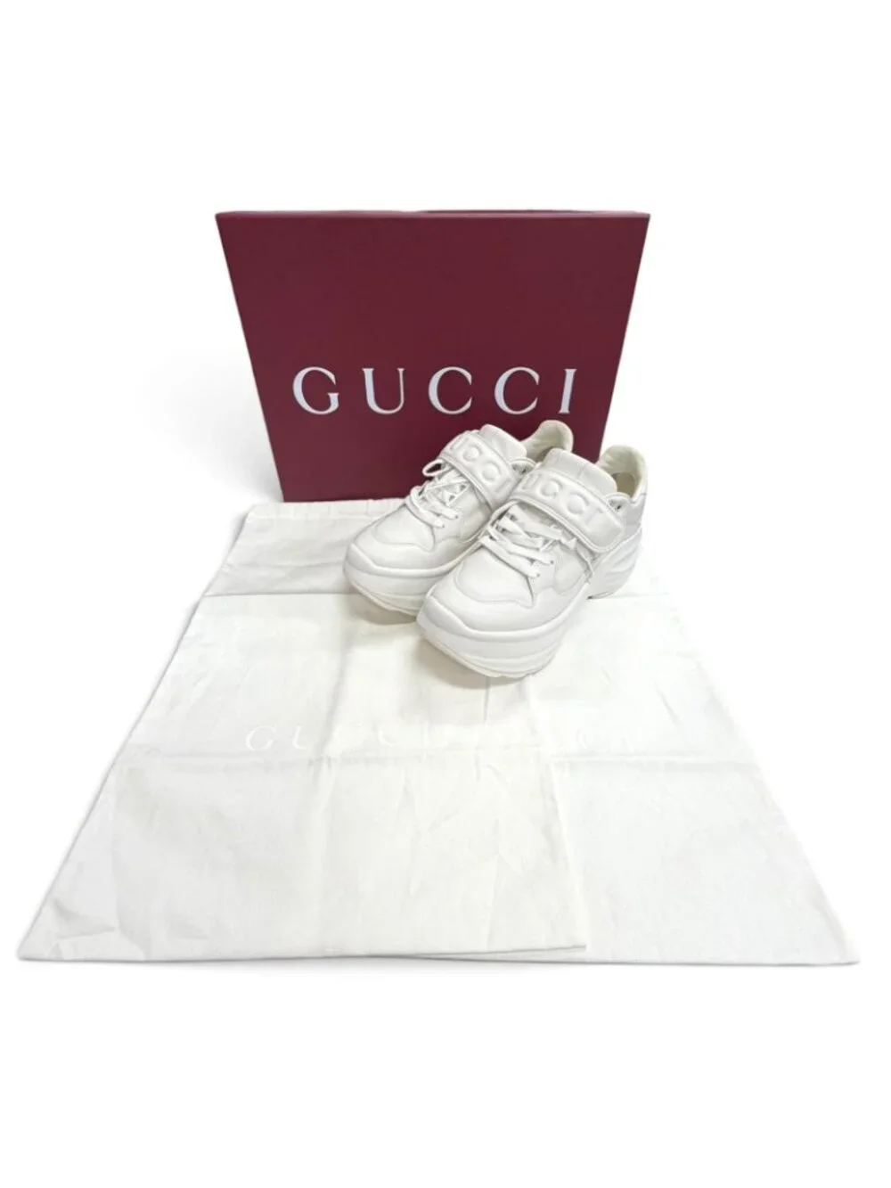 Gucci Logo Platform Wave Leather Sneakers White